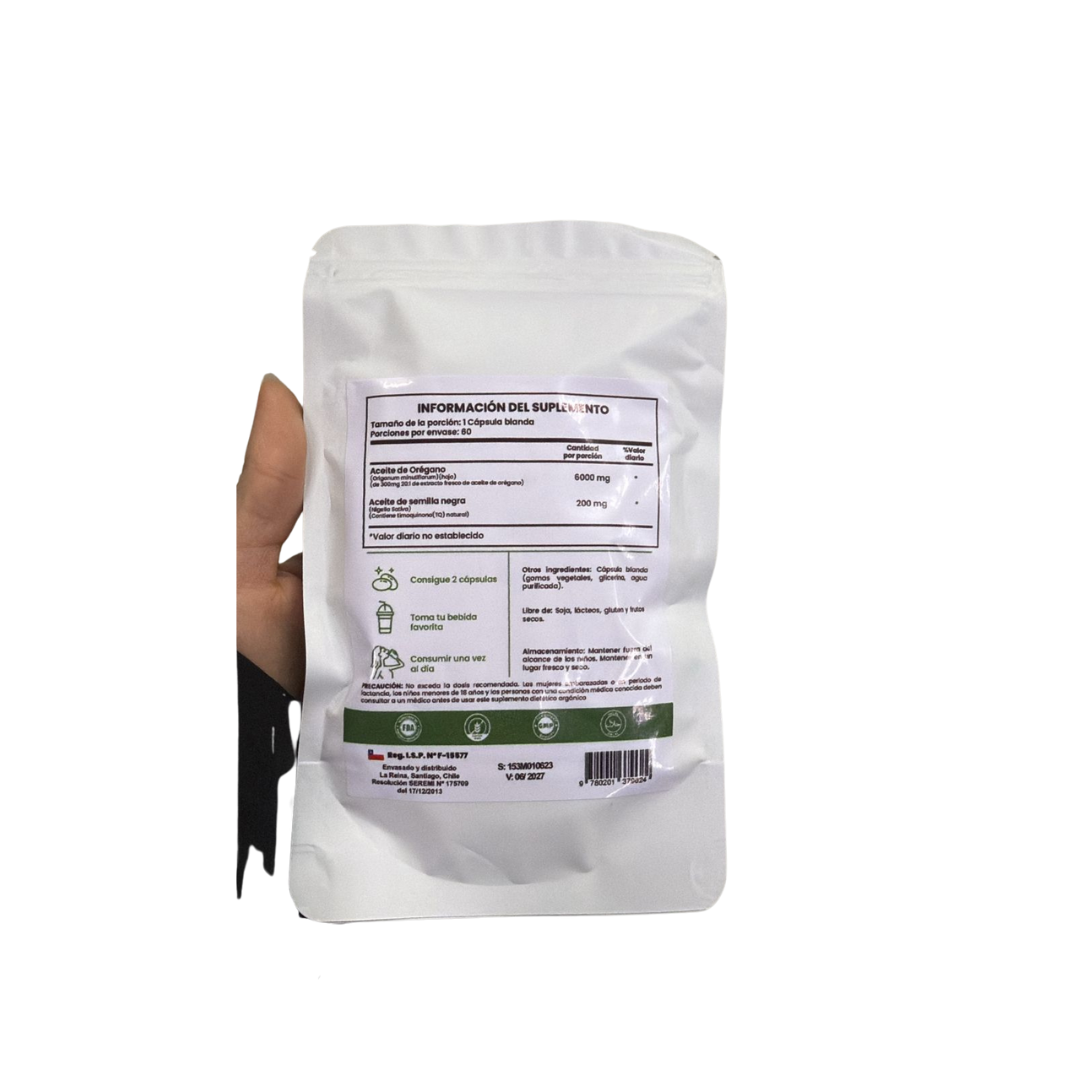 Aceite de Orégano 6000 mg + Semilla Negra Natural™ – 60 Cápsulas 🌿